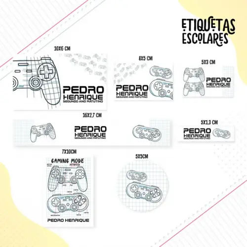 Arquivo de Corte - Etiqueta Escolar (video Game) G