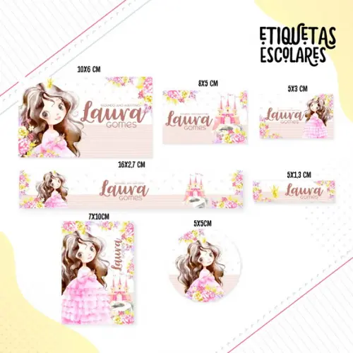 Arquivo de Corte - Etiqueta Escolar (princesa) a