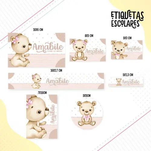 Arquivo de Corte - Etiqueta Escolar (ursinha) D