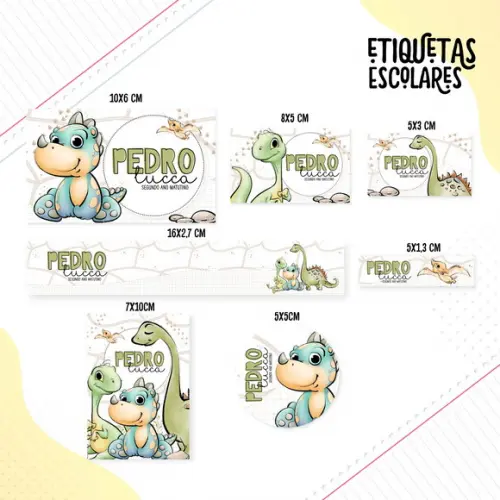 Arquivo de Corte - Etiqueta Escolar (dino Boy) a