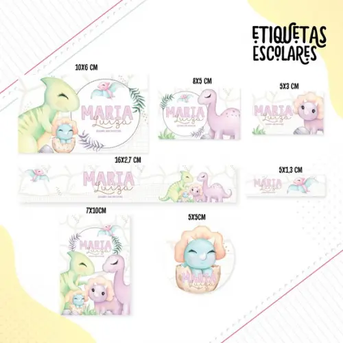 Arquivo de Corte - Etiqueta Escolar (dino Girl) a
