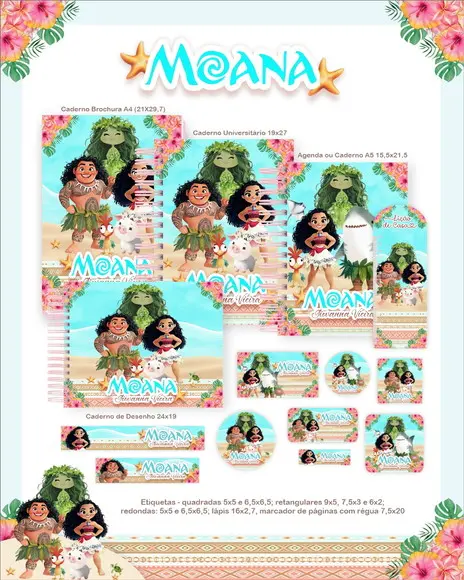 Arquivo Digital - Etiqueta Escolar (moana) J