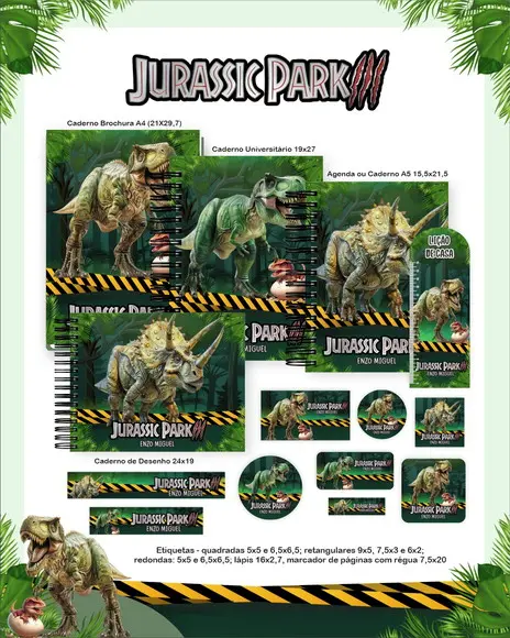 Arquivo Digital - Etiqueta Escolar (jurassic Park) c