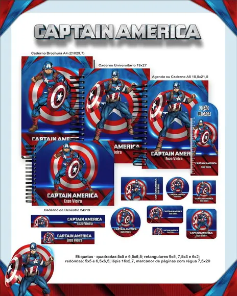 Arquivo Digital - Etiqueta Escolar (capitão América) G
