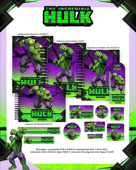 Arquivo Digital - Etiqueta Escolar (hulk) I
