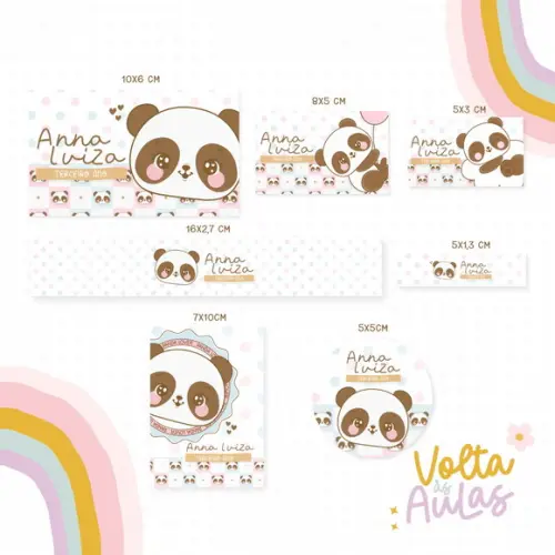 Arquivo de Corte - Etiqueta Escolar (panda) F