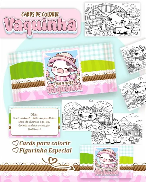Arquivo Digital - Cards para Colorir (vaquinha) 1