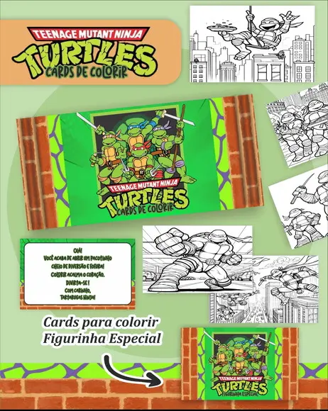 Arquivo Digital - Cards para Colorir (tartarugas Ninja) 1
