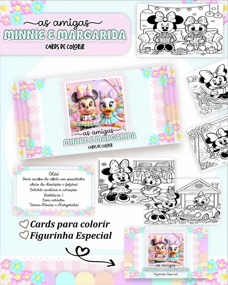 Arquivo Digital - Cards para Colorir (minnie e Margarida) 1