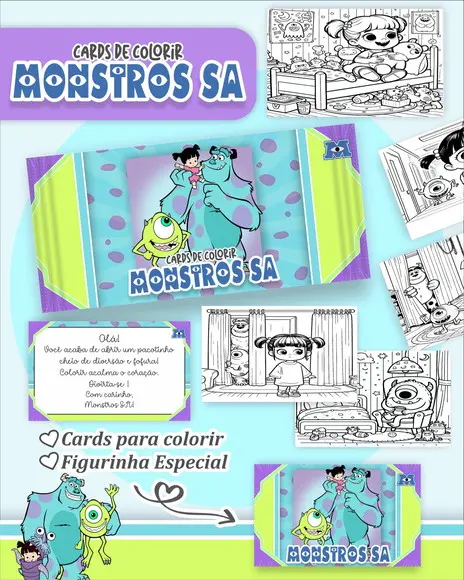 Arquivo Digital - Cards para Colorir (monstros Sa) 1
