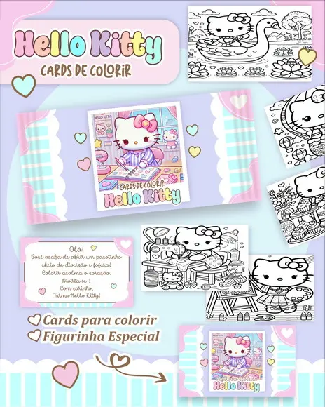 Arquivo Digital - Cards para Colorir (hello Kitty) 1