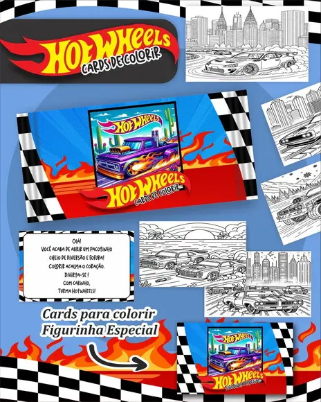 Arquivo Digital - Cards para Colorir (hot Wheels) 1