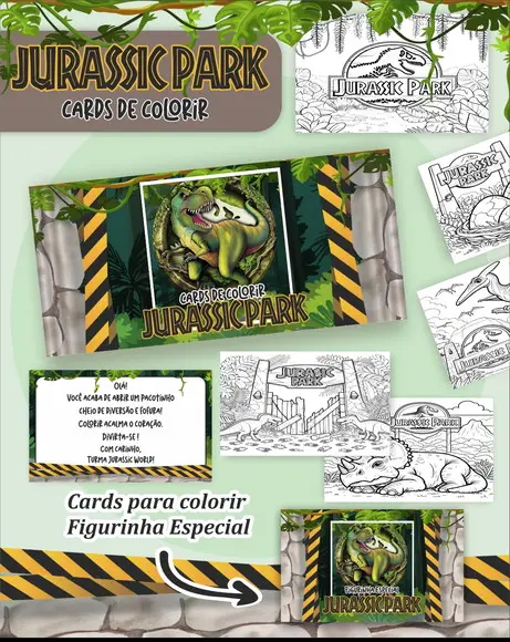 Arquivo Digital - Cards para Colorir (jurassic Park) 1