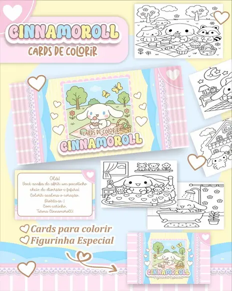 Arquivo Digital - Cards para Colorir (cinnamoroll) 1