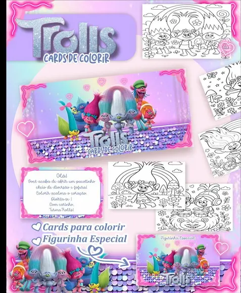Arquivo Digital - Cards para Colorir (trolls) 1