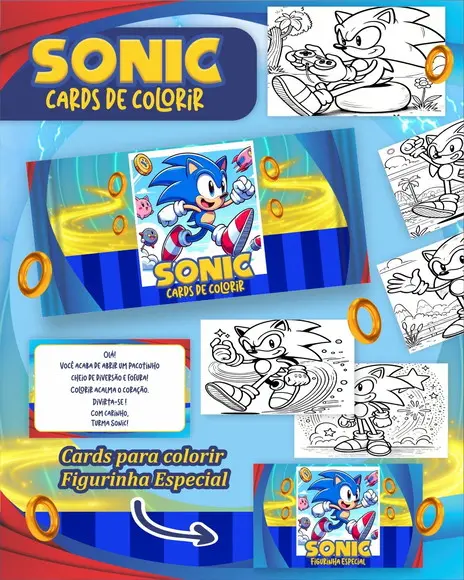 Arquivo Digital - Cards para Colorir (sonic) 1
