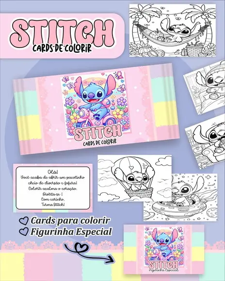 Arquivo Digital - Cards para Colorir (stitch) 1