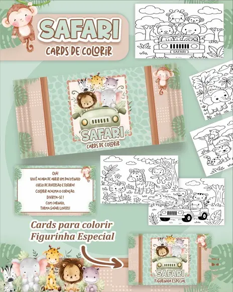 Arquivo Digital - Cards para Colorir (safari) 1