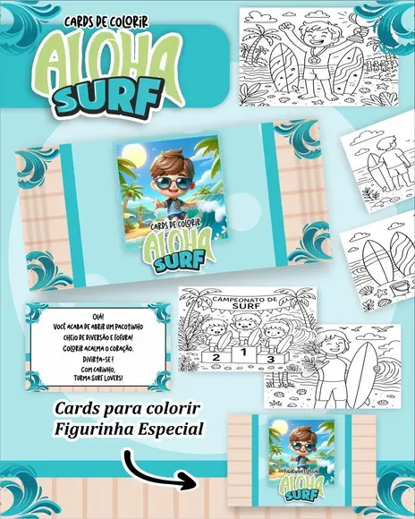 Arquivo Digital - Cards para Colorir (surf) 1