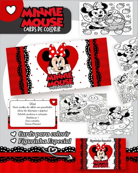 Arquivo Digital - Cards para Colorir (minnie) 1