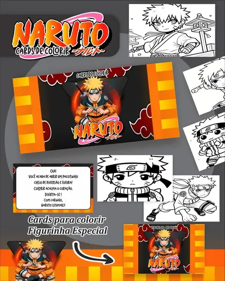 Arquivo Digital - Cards para Colorir (naruto) 1