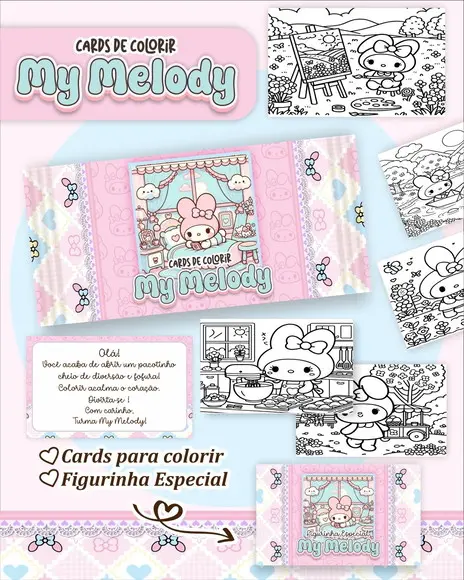 Arquivo Digital - Cards para Colorir (my Melody) 1