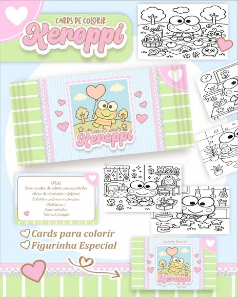 Arquivo Digital - Cards para Colorir (keroppi) 1