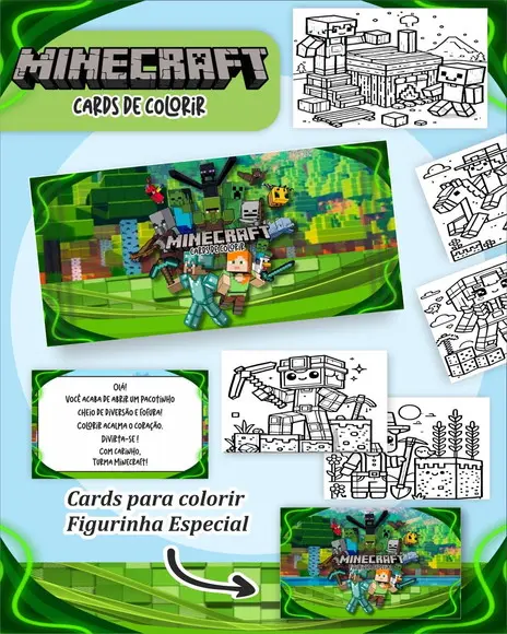 Arquivo Digital - Cards para Colorir (minecraft) 1