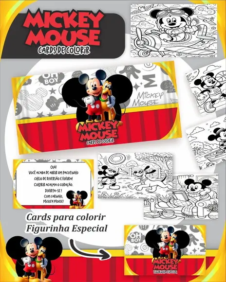 Arquivo Digital - Cards para Colorir (mickey) 1