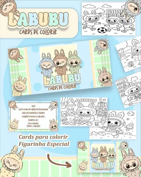 Arquivo Digital - Cards para Colorir (labubu) 2