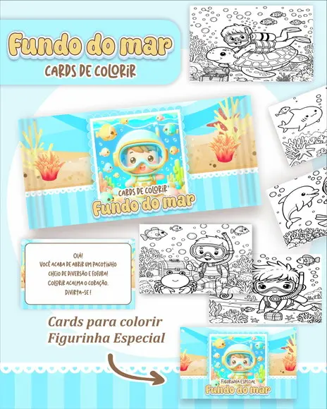 Arquivo Digital - Cards para Colorir (fundo do Mar) 2