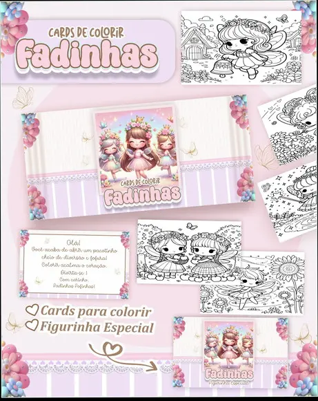 Arquivo Digital - Cards para Colorir (fadinhas) 1