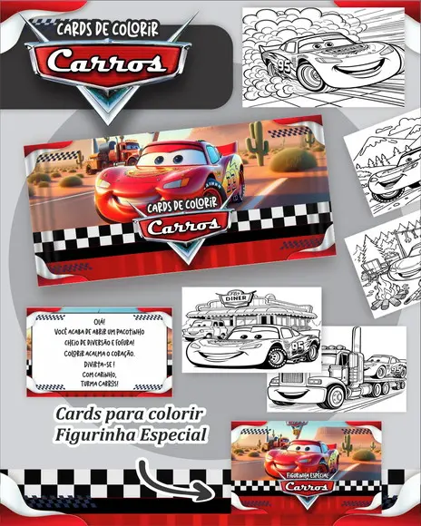 Arquivo Digital - Cards para Colorir (carros) 1