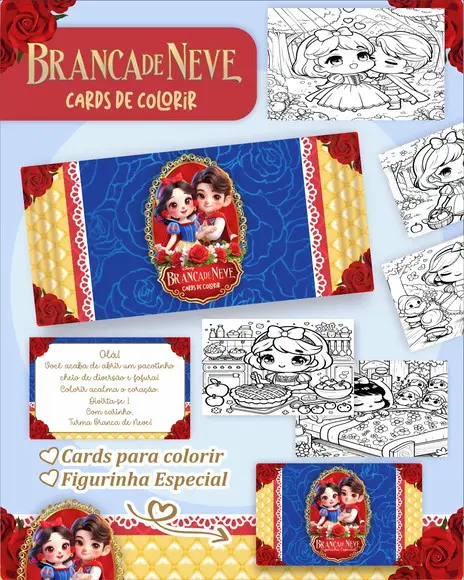 Arquivo Digital - Cards para Colorir (branca de Neve) 1