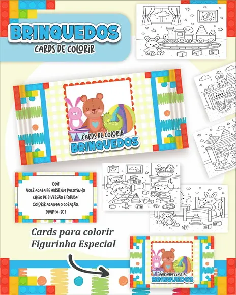 Arquivo Digital - Cards para Colorir (brinquedos) 1