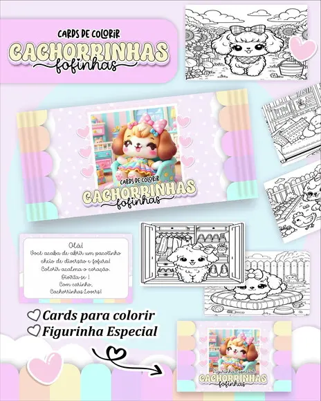 Arquivo Digital - Cards para Colorir (cachorrinhas) 1