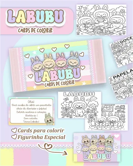 Arquivo Digital - Cards para Colorir (labubu) 1