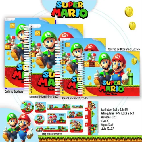 Arquivo Digital - Etiqueta Escolar (super Mario) D