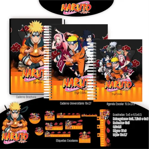 Arquivo Digital - Etiqueta Escolar (naruto) J