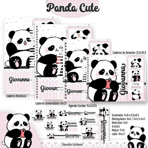 Arquivo Digital - Etiqueta Escolar (panda) e