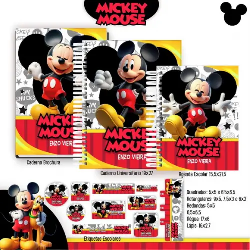 Arquivo Digital - Etiqueta Escolar (mickey) K