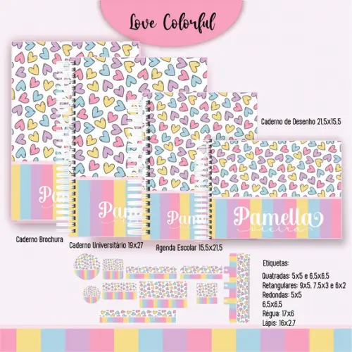 Arquivo Digital - Etiqueta Escolar (love Colorful) a