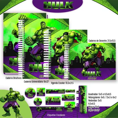 Arquivo Digital - Etiqueta Escolar (hulk) H