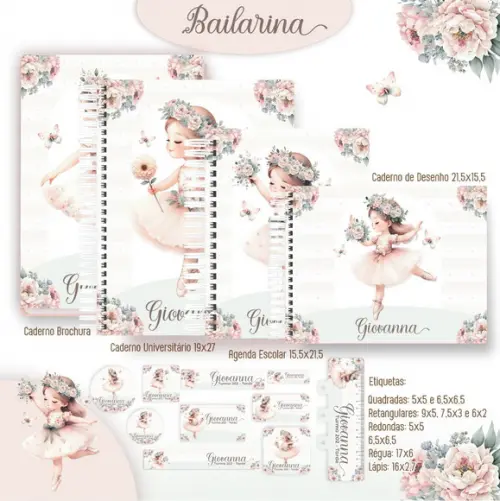 Arquivo Digital - Etiqueta Escolar (bailarina) H