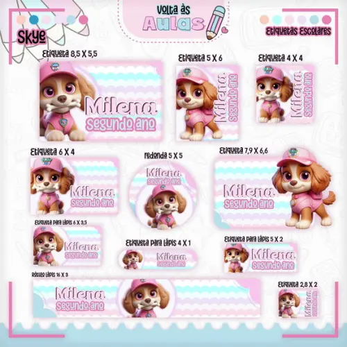 Arquivo de Corte - Etiqueta Escolar (patrulha Canina) P