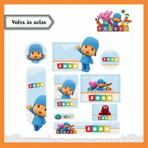 Arquivo de Corte - Etiqueta Escolar (pocoyo) a