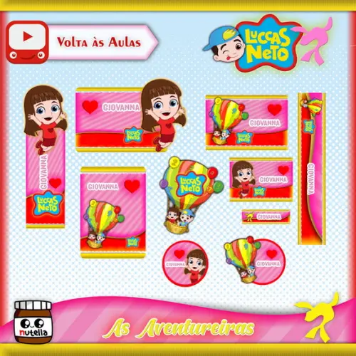 Arquivo de Corte - Etiqueta Escolar (luccas Neto Rosa) D