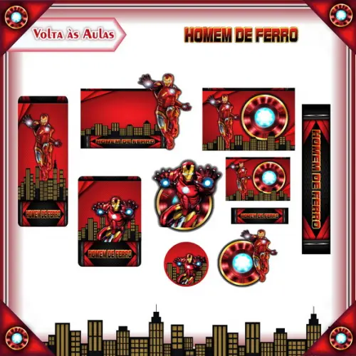 Arquivo de Corte - Etiqueta Escolar (homem de Ferro) e