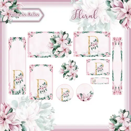 Arquivo de Corte - Etiqueta Escolar (floral) K