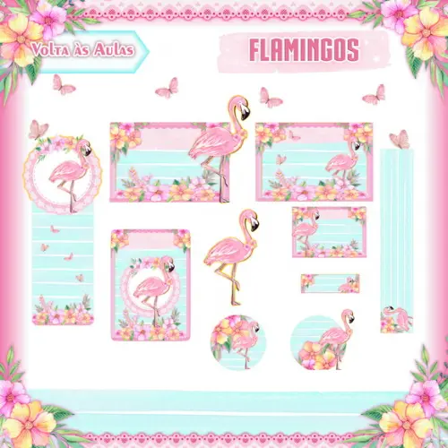 Arquivo de Corte - Etiqueta Escolar (flamingo) D